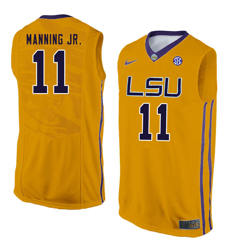 Men #11 Charles Manning Jr. LSU Tigers College Basketball Jersyes Sale-Yellow - Click Image to Close